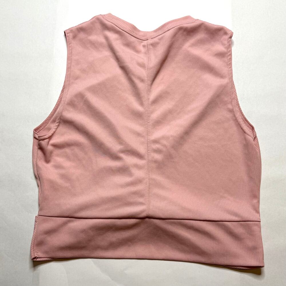 women Pink Nike DRI-FIT Ribbed twist front crop activewear shirt size large - Picture 3 of 8